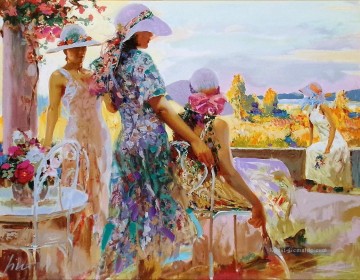 pecheurs terrasse Ölbilder verkaufen - Auf der Terrasse PD Frau Impressionisten